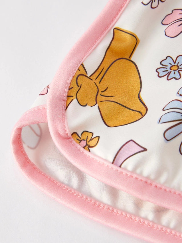 Girls Pink Bow Suspender Jumpsuit