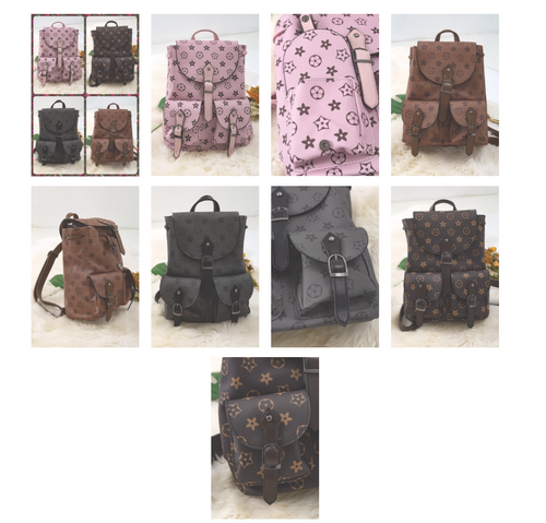 11-inch height pleather backpacks. Available in 4 colors.