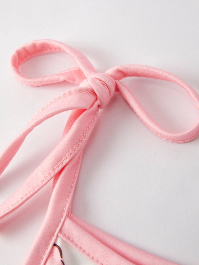 Girls Pink Bow Suspender Jumpsuit